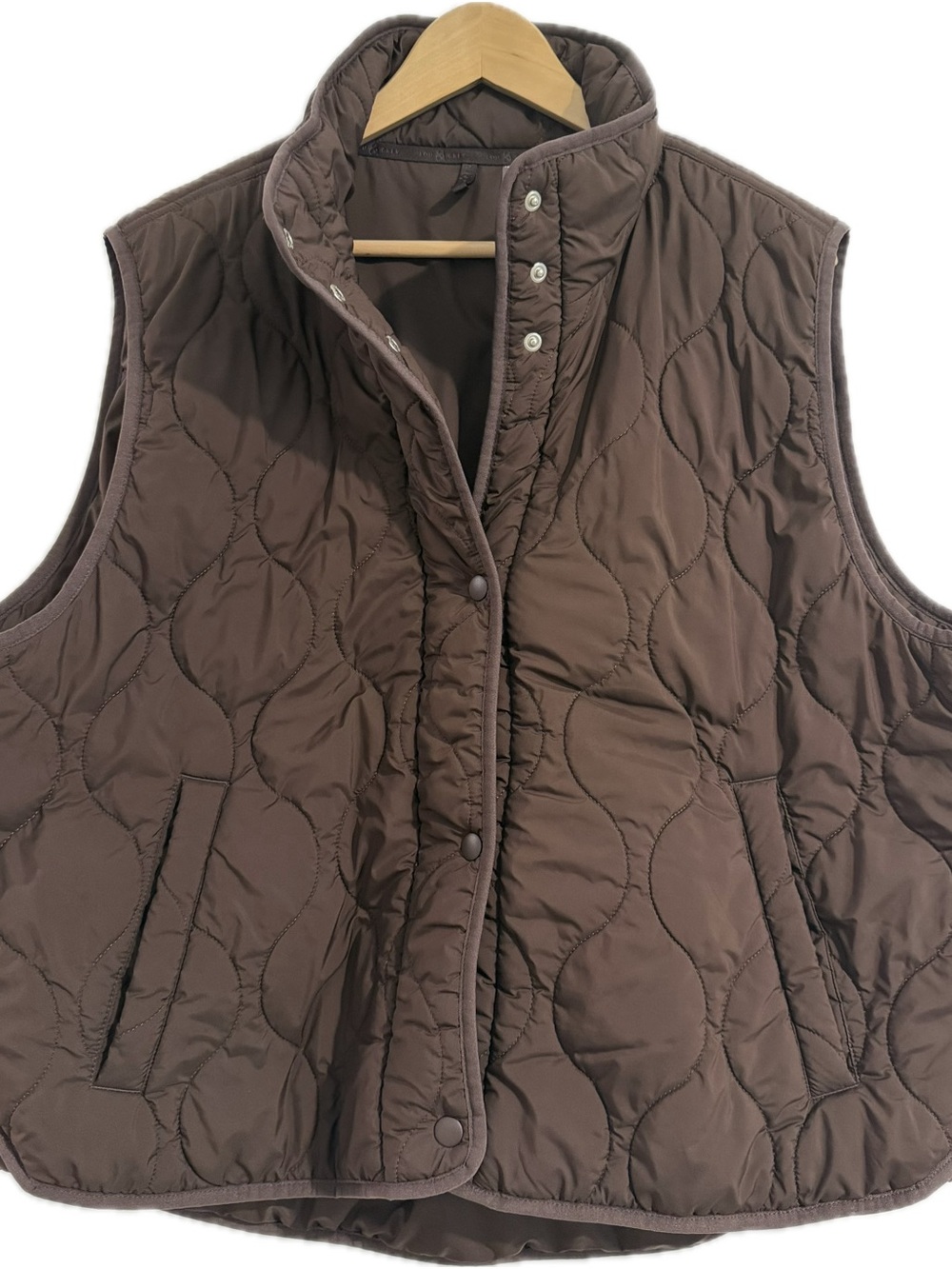Lou & Grey Quilted Chocolate Brown Snap-Front Vest